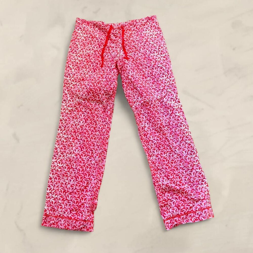 Tory Burch pink cotton pajama pants logo Leanne preppy Size S